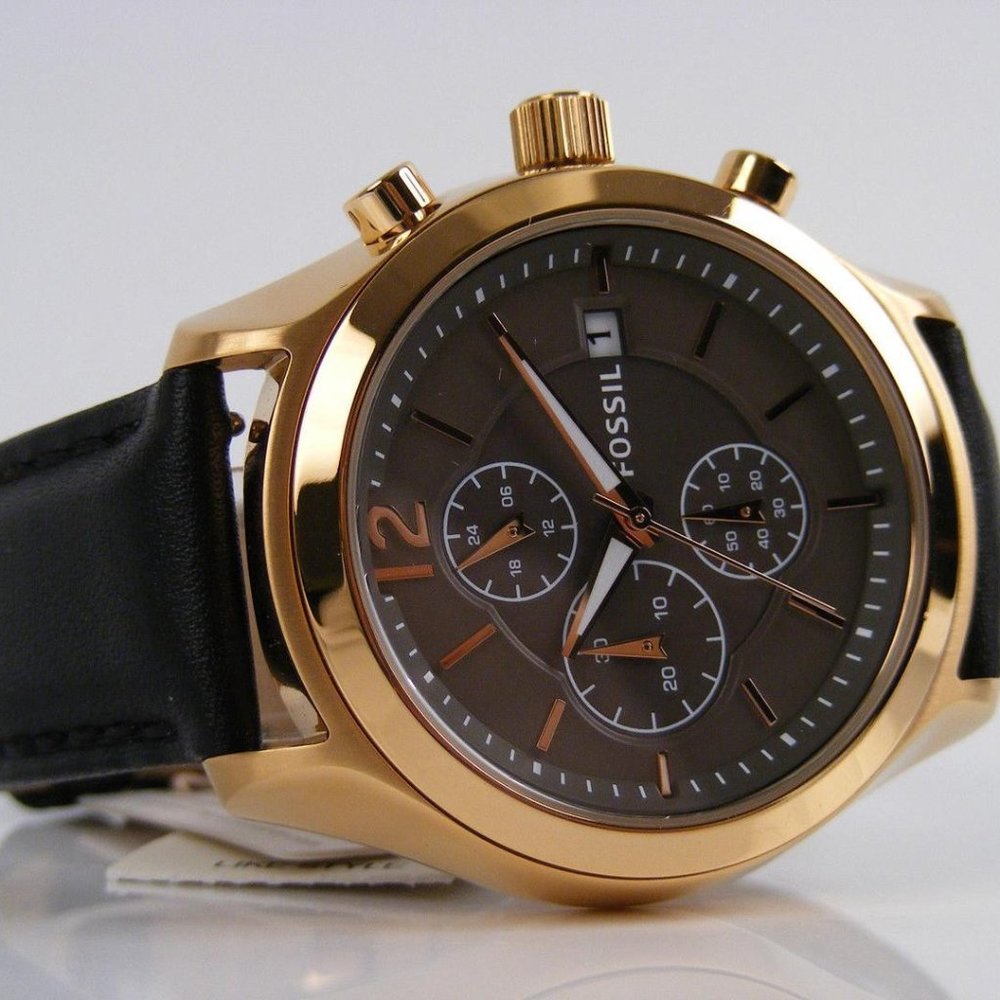 Men'sFossil Rose Gold Black Watch BQ2050 Like NEW - Picture 2 of 13